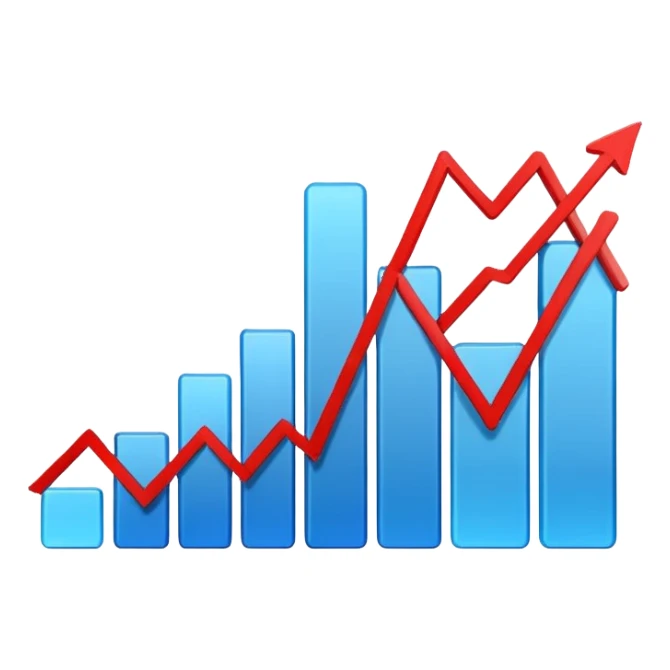 A sales graph with a fluctuating trend sticker