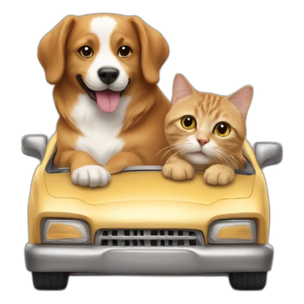 cat ride a dog like a car sticker