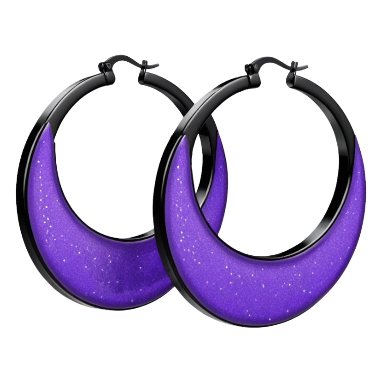 Black and Purple Glitter Sparkly Extra Large Hoop Earrings  sticker