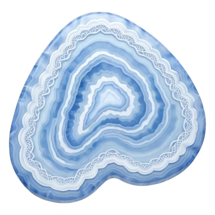 Polished blue lace agate gemstone with soft blue and white delicate patterns in layers sticker