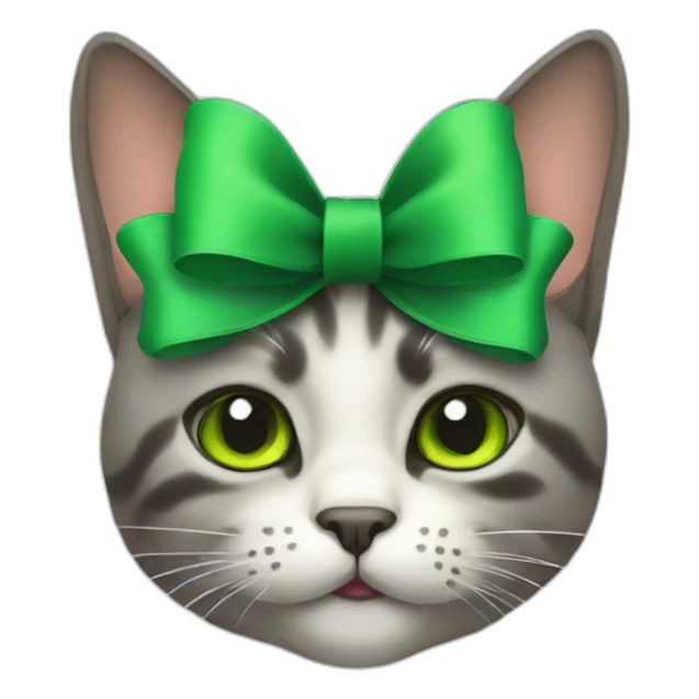 Old cat with big green bow sticker