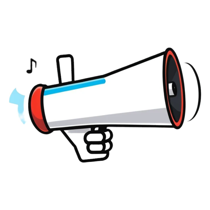 cartoon megaphone emitting sound sticker