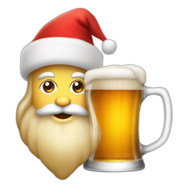 christmas beer with santa hat sticker