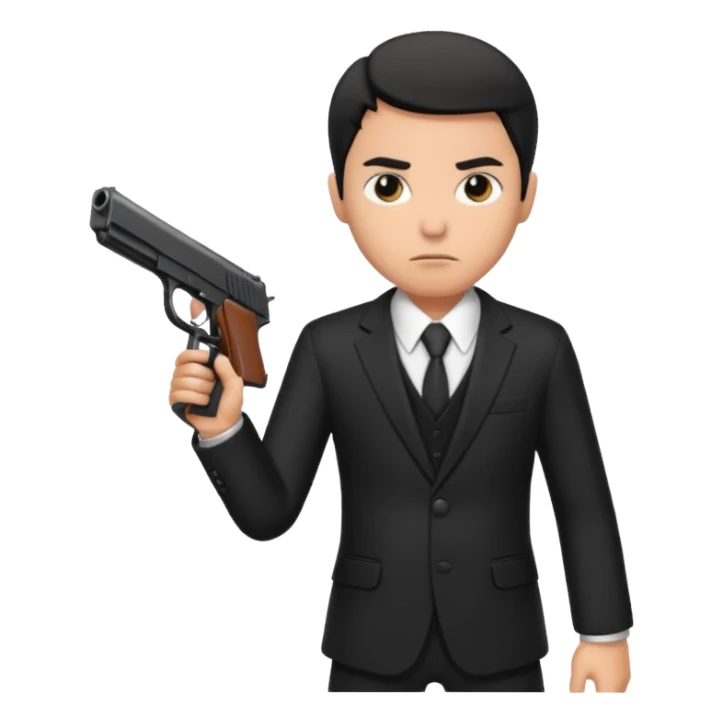 mafia human in black with a gun sticker
