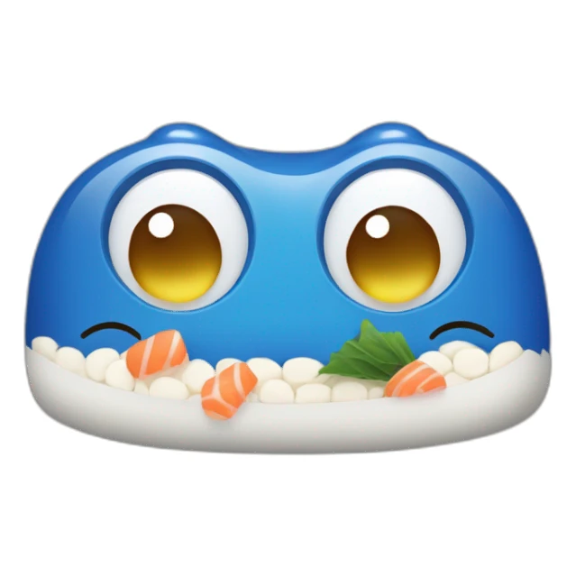 Chat bleu mange sushi sticker