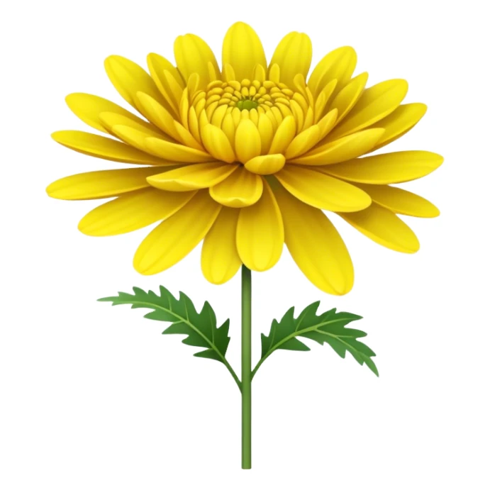 single Bright Yellow Chrysanthemum, straight stem sticker