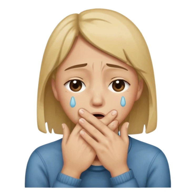 Crying closed hand over mouth  sticker