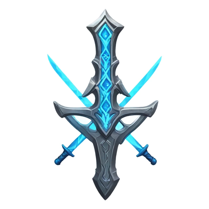 space multiblade cross sword-with-blue-ray-blade sticker