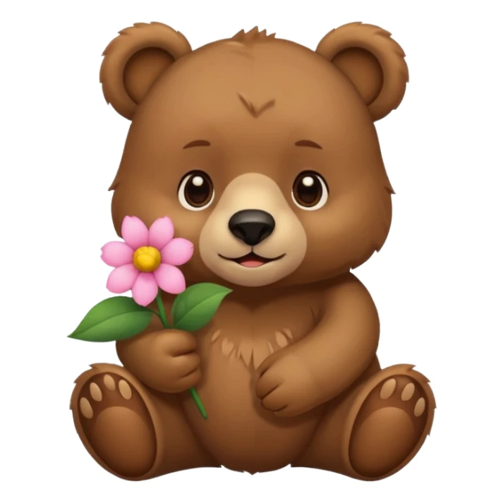 bear holding flower sticker
