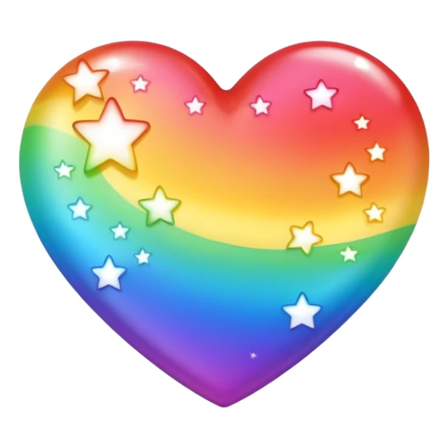 heart with rainbow gradient and stars sticker
