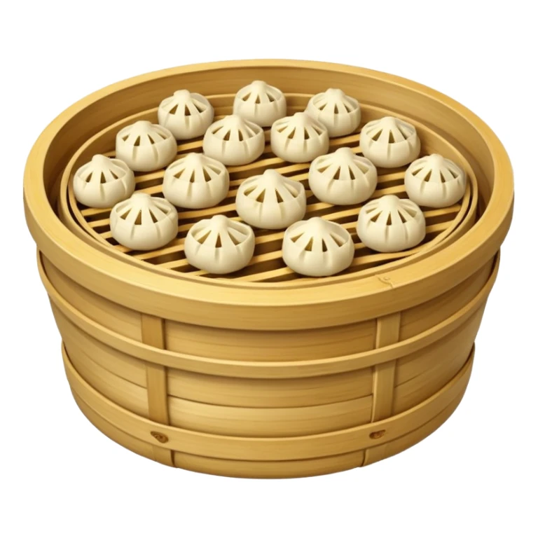 A bamboo steamer basket filled with tiny dumplings. sticker