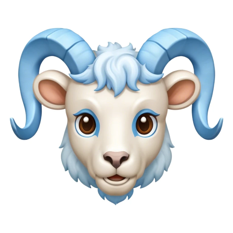 white ram with light blue horns, realistic sticker
