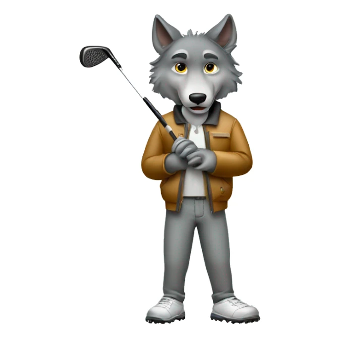 wolf holding a golf club sticker