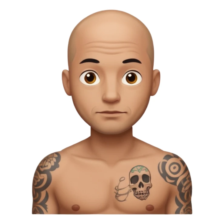 Un hombre con tatuajes pelón  sticker