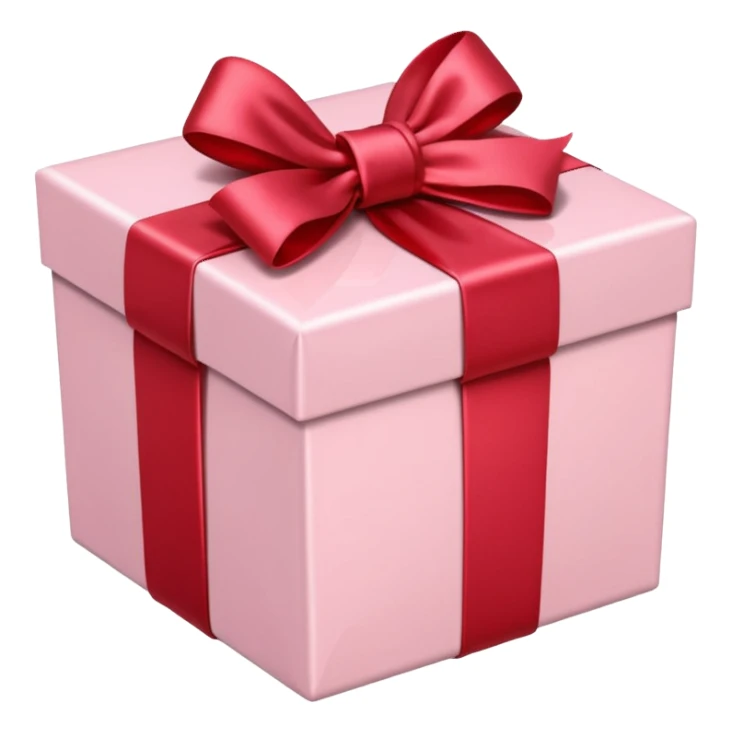 gift box pale pink with red satin bow sticker