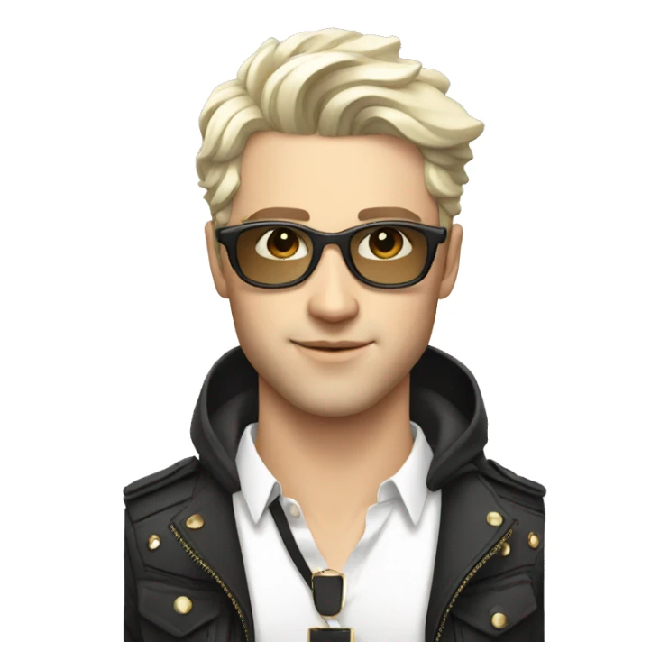 stylish guy with accessories selfie, white skin sticker