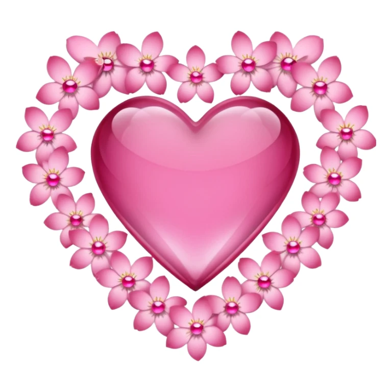 sakura heart with a pink gem border sticker