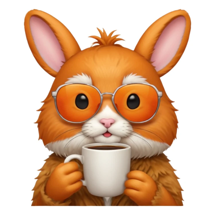 orange rabbit with sunglasses with coffee sticker