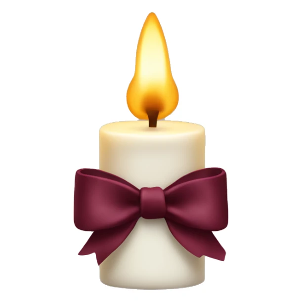 white candle with burgundy bow  sticker