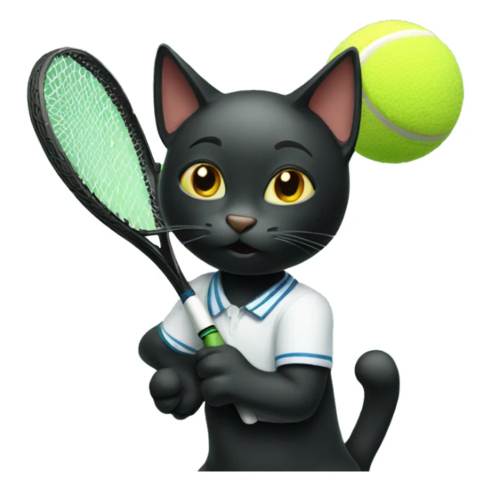 Black cat playing tennis sticker