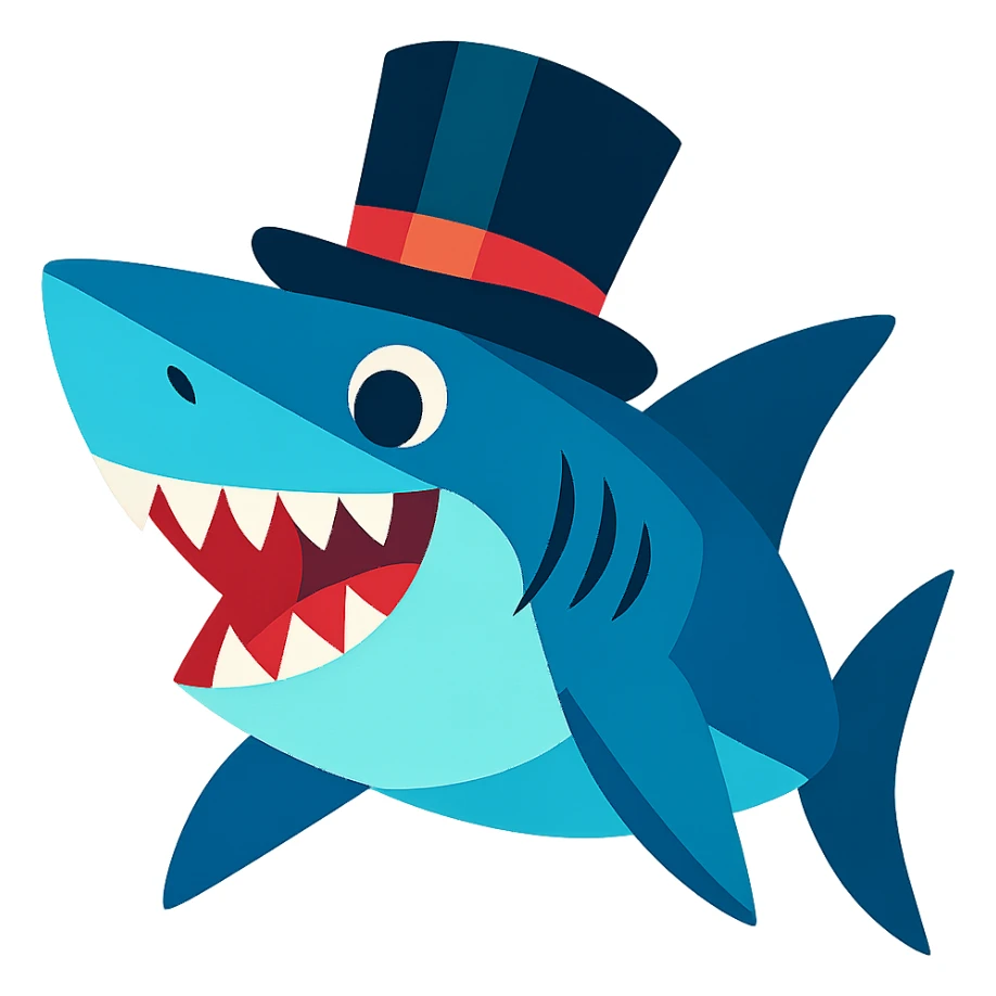 shark with a top hat sticker