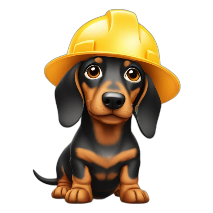 dachshund with construction hat sticker