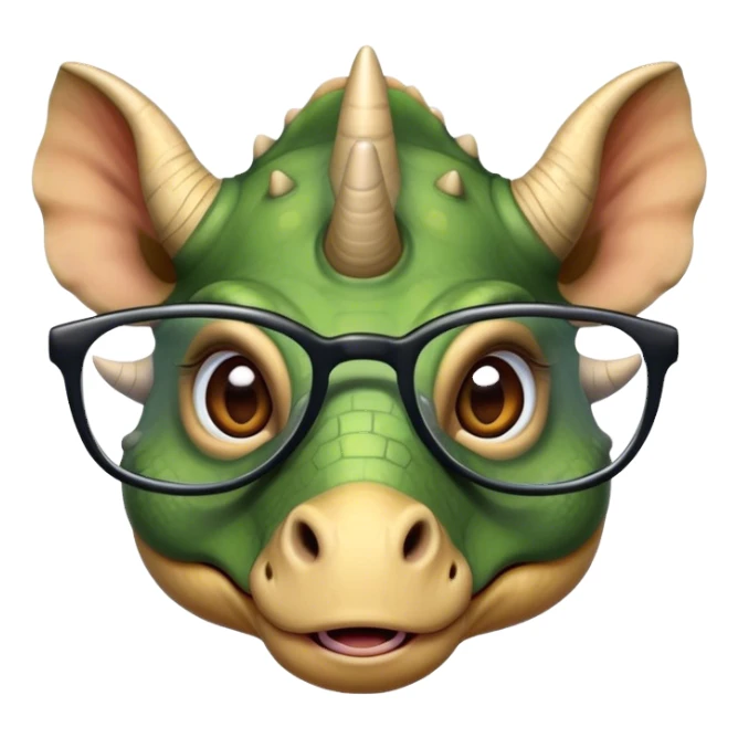 triceratops face with glasses sticker