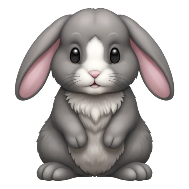 dark grey lop ear rabbit full body sticker