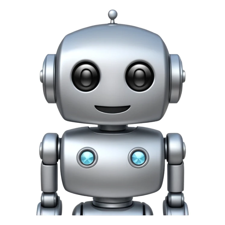 robot with a smiling face and sparkles sticker