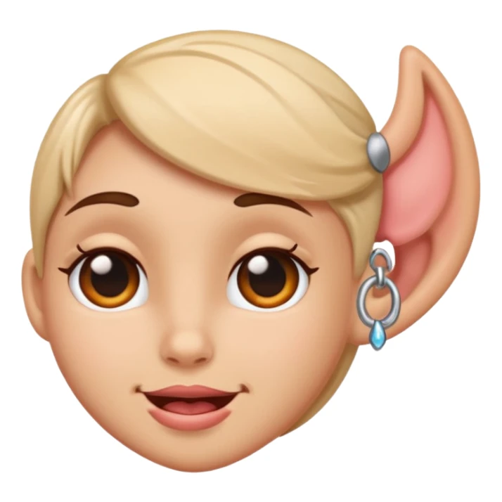 Pierced ear emoji with flirty expression sticker