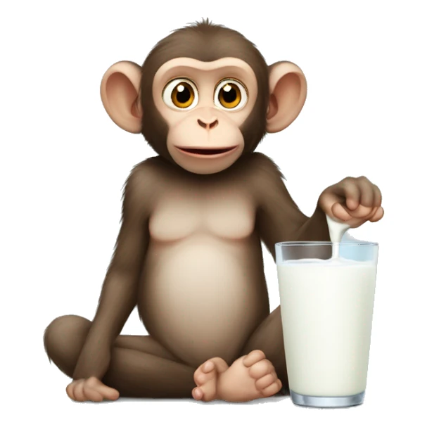 macaque and kitten drink milk sticker