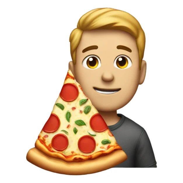 Brian Zuhusky with a pizza sticker