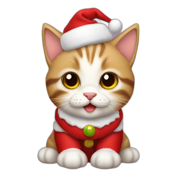 Very cute kitten Santa Claus sticker