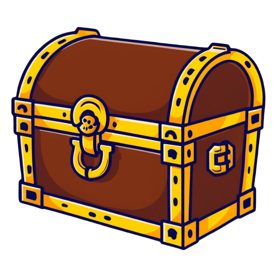 pirate treasure chest with gold sticker