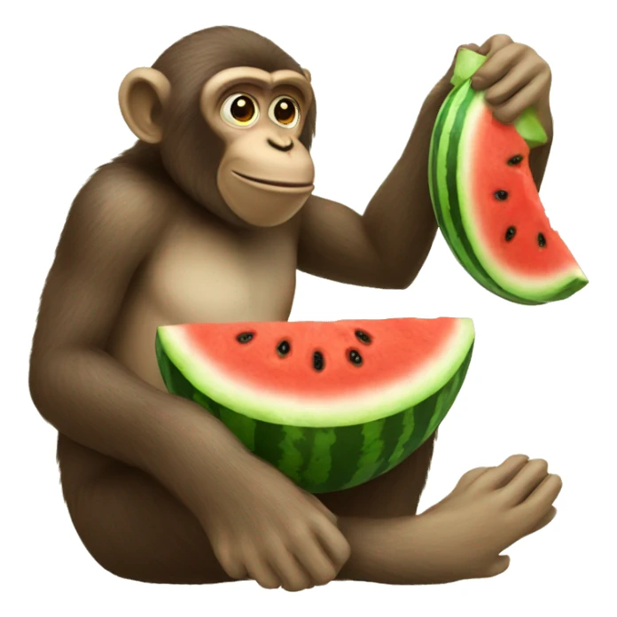 A monkey eating watermelon sticker