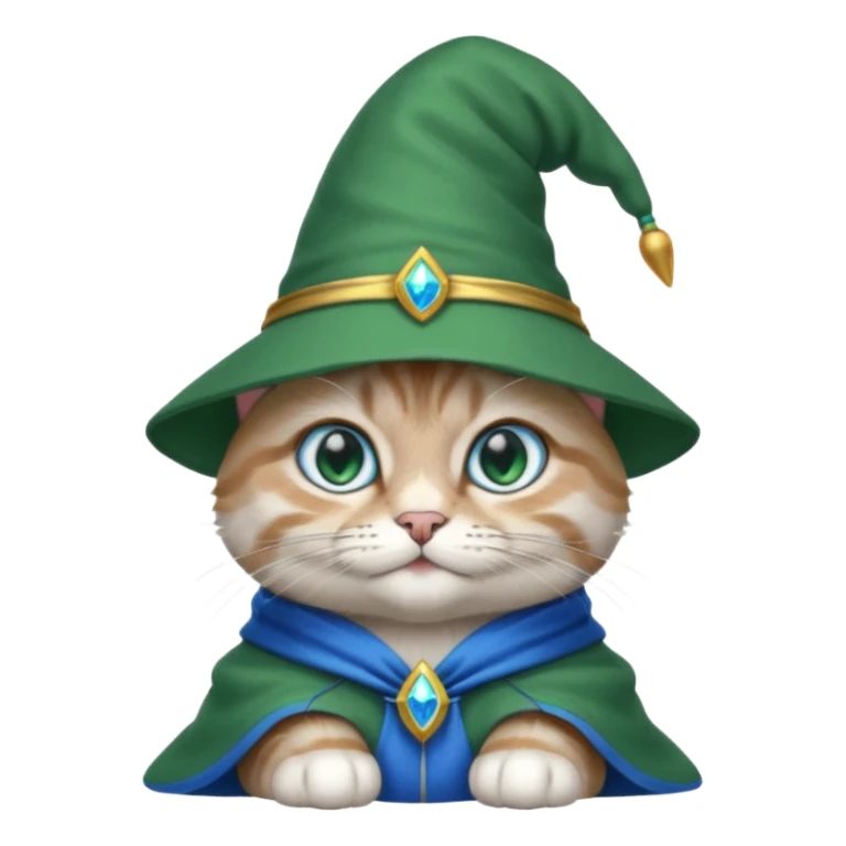 wizard cat wear green cap  sticker