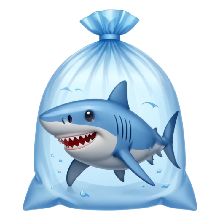 shark in plastic bag sticker