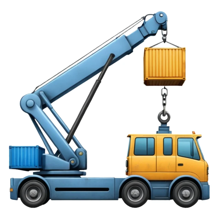 Container being lifted by a large machine. sticker