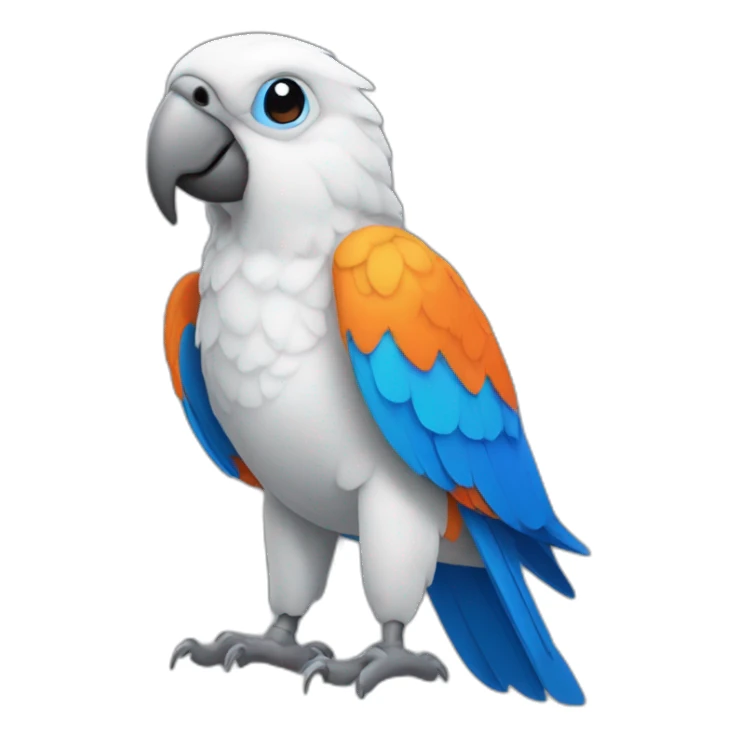 orange, blue and white parrot sticker