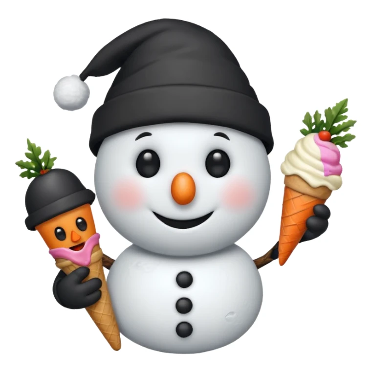 snowmen wearing cap with ice cream sticker
