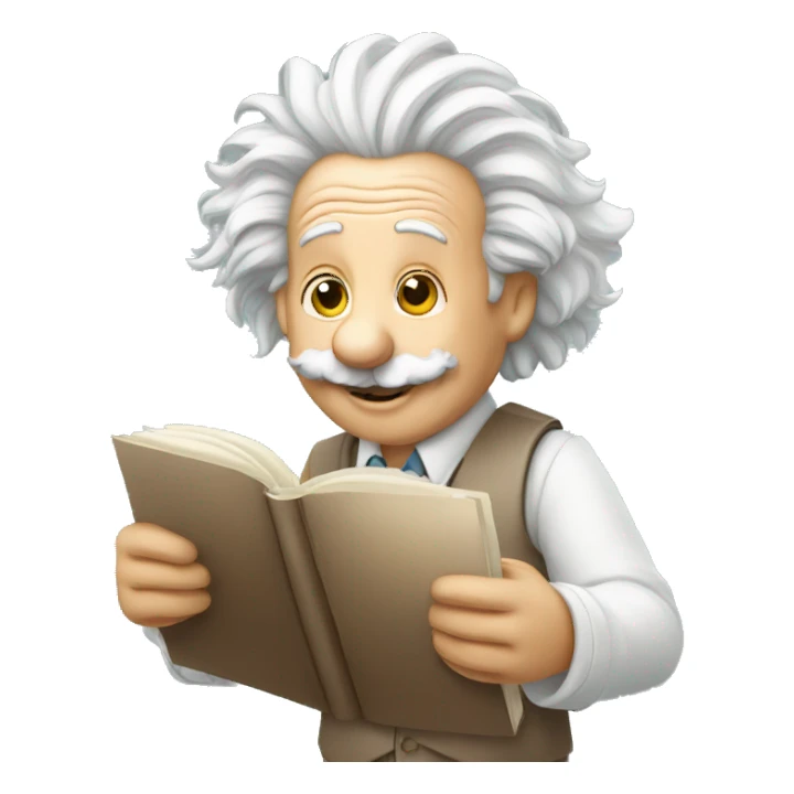 happy albert einstein holding blank notebook in one hand sticker