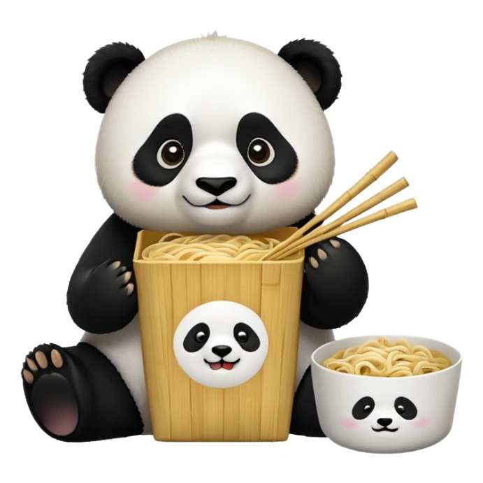Panda in couple noodle box ￼ sticker
