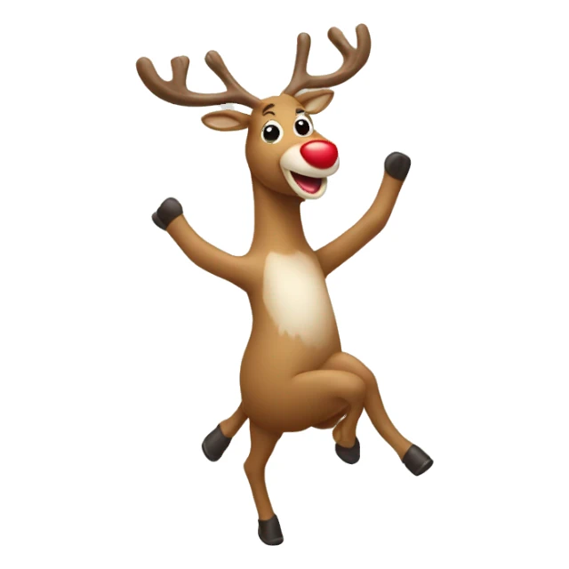 Happy reindeer doing handstand sticker