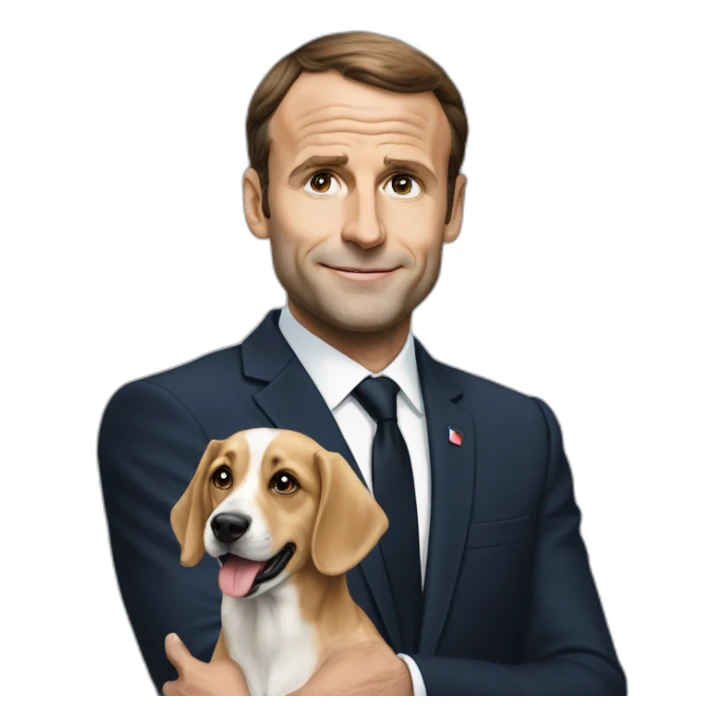 Macron avec un chien sticker