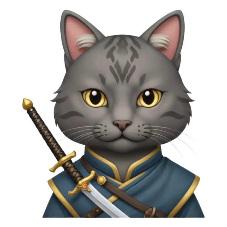 cat mogolian ancient army with small sword sticker