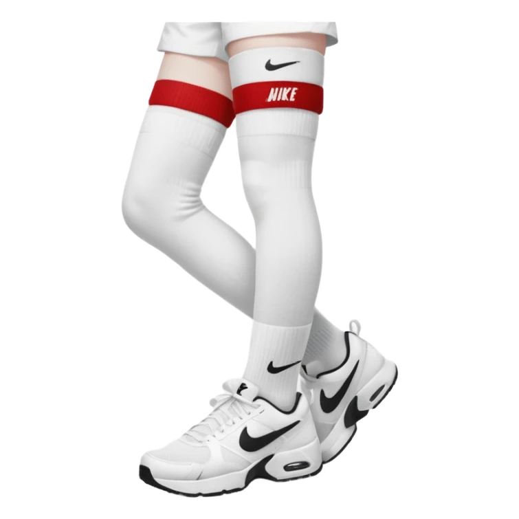 all-white, with black nike logo socks sticker