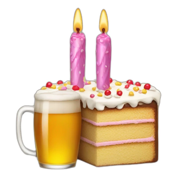 Birthday cake and beer sticker