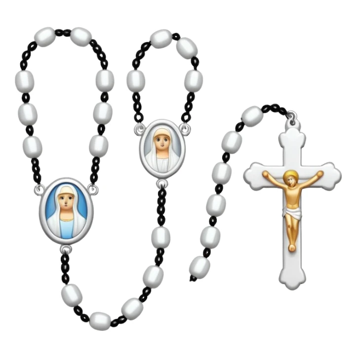  white rosary with white beads sticker