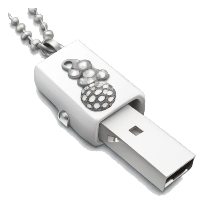 white pendrive with silver disco ball chain sticker