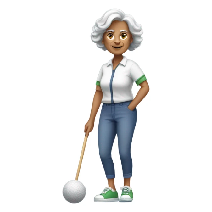 Older Lady playing lawn bowls sticker